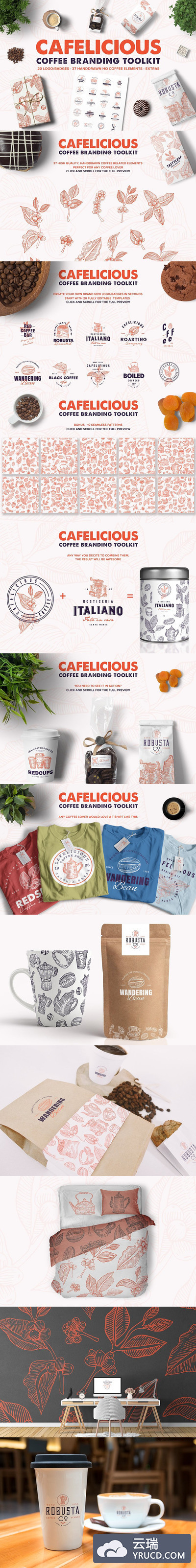 咖啡品牌设计logo模版 Cafelicious - Coffee Branding Kit