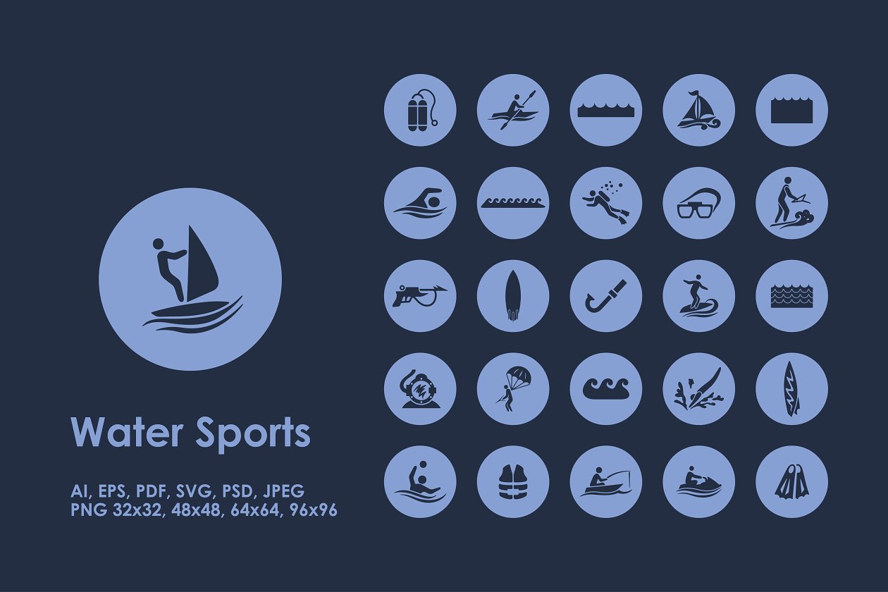 水上运动图标 Water Sports icons