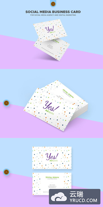 高端时尚清新简约的矢量名片设计模板