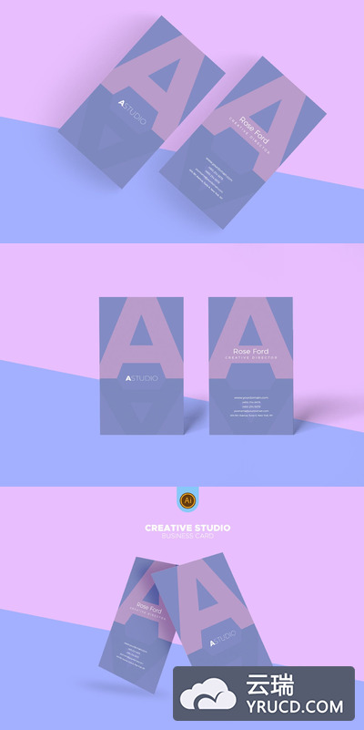 时尚清洁高端简约的清洁创意工作室名片设计模板