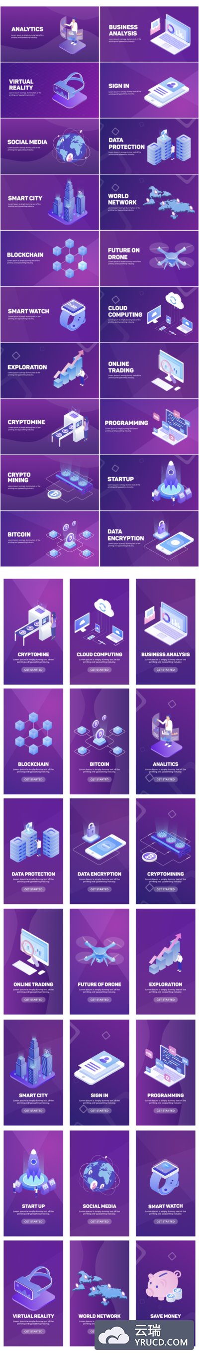 流行的手机APP，2.5D商业技术插画AE模版下载 [AEP]