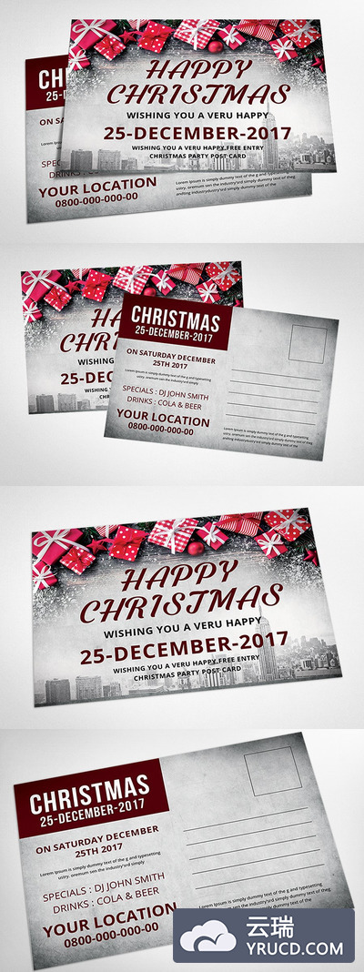 圣诞节邀请卡模版 Christmas Greeting Card