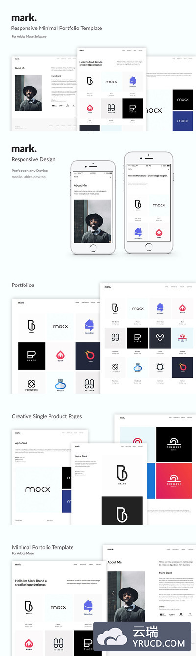 适合作品展示的MUSE模版 mark. - Portfolio Muse Template