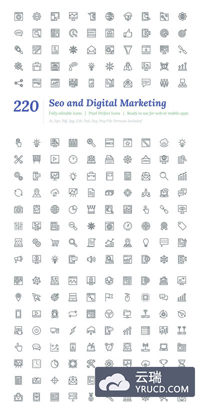 SEO市场营销图标 220 SEO and Digital Marketing Icons