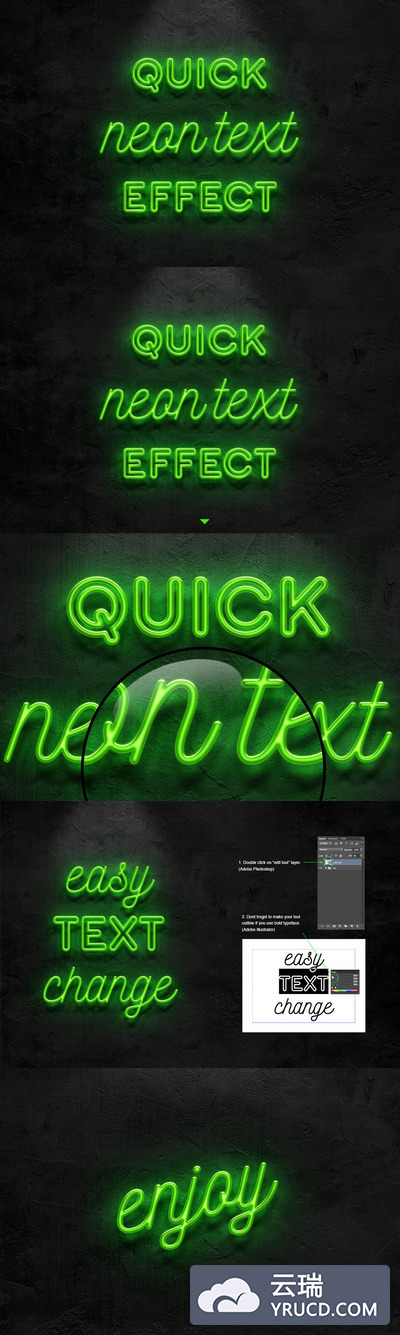 霓虹灯图层样式 Neon text effect