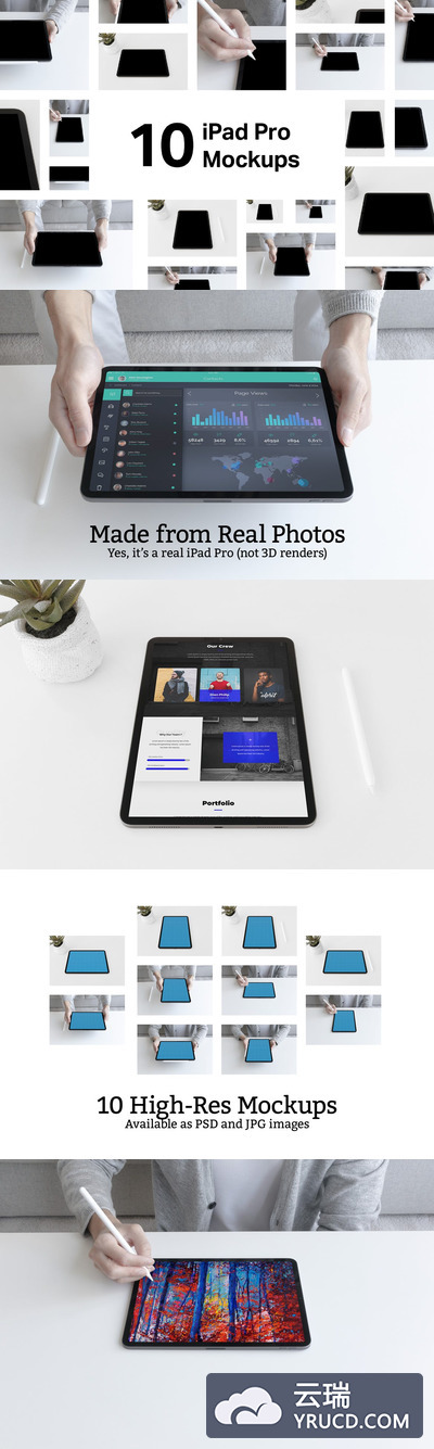 时尚高端高品质的iPad Pro（第3代）样机UI展示模型mockups