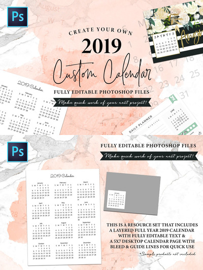 免费的2019年 年历模版下载[PSD]