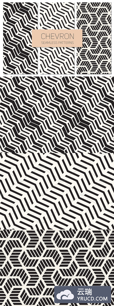 好用百搭的几何背景纹理素材 Chevron Seamless Patterns Set 3