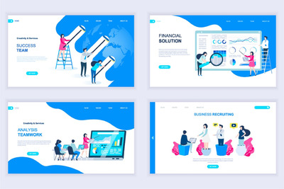 时尚高端多用途的扁平化banner海报着陆页设计模板