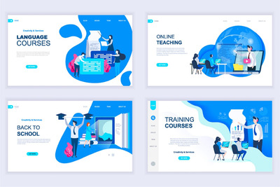 时尚高端多用途的扁平化banner海报着陆页设计模板-17