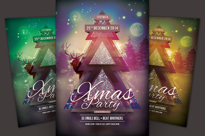 圣诞节活动主题海报模版 Xmas Party Flyer Template