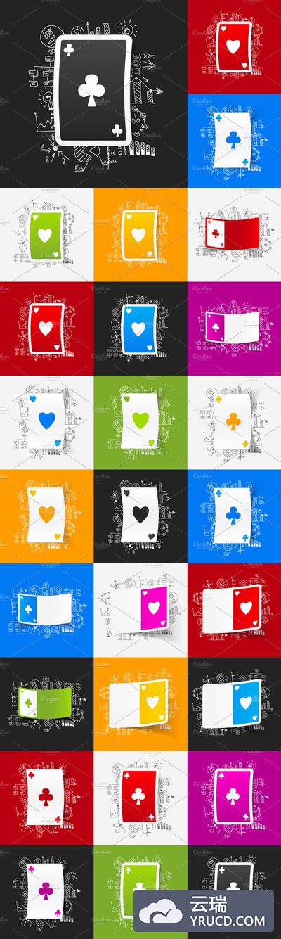 9个扑克牌创意插画 9 PLAYING CARD STICKERS