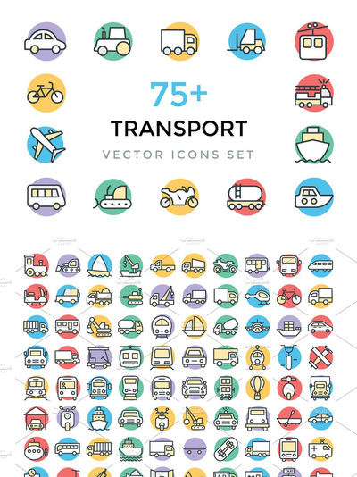 75+运输矢量图标 75+ Transport Vector Icons