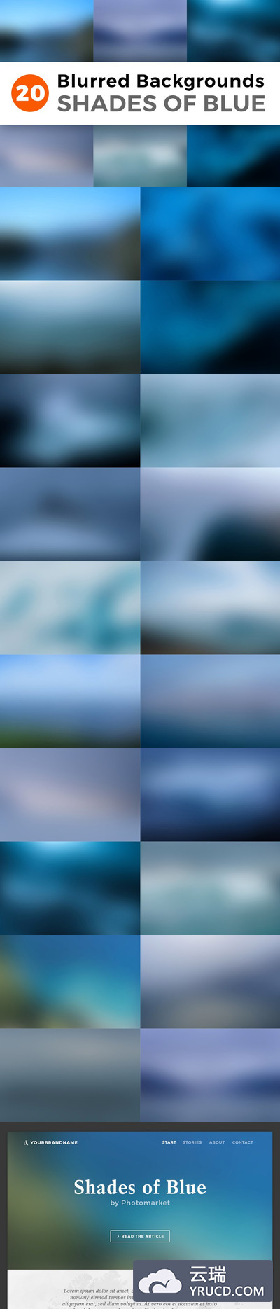 模糊的背景纹理素材 Blurred Backgrounds - Shades of Blue