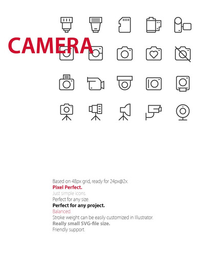 20个摄影主题的UI图标 20 Camera UI icons