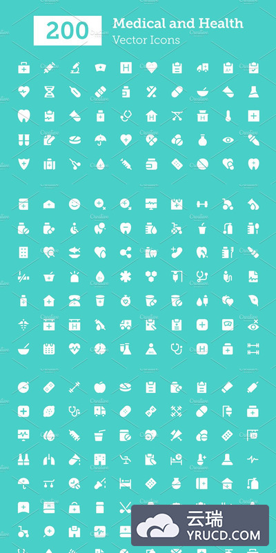 200个医学健康图标 200 Medical and Health Vector Icons