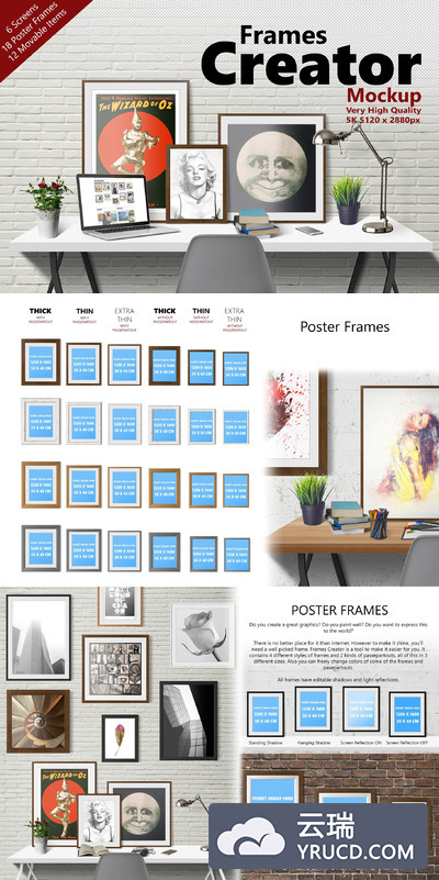 创意画框样机 FRAMES CREATOR 5K Mockup