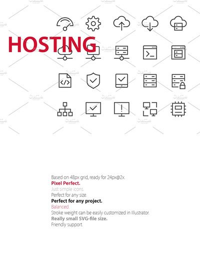 20个服务器主机UI图标 20 Hosting UI icons