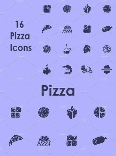 16个简洁披萨图标 16 PIZZA simple icons