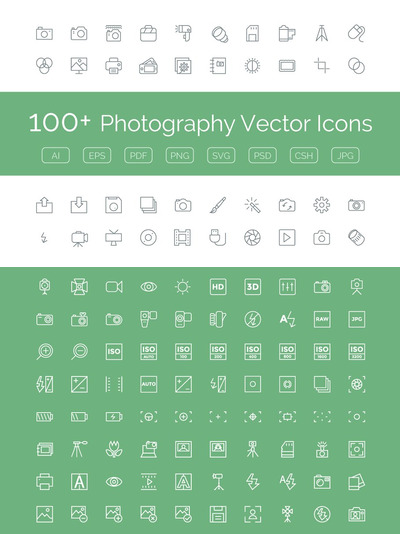 100+摄影矢量图标 100+ Photography Vector Icons