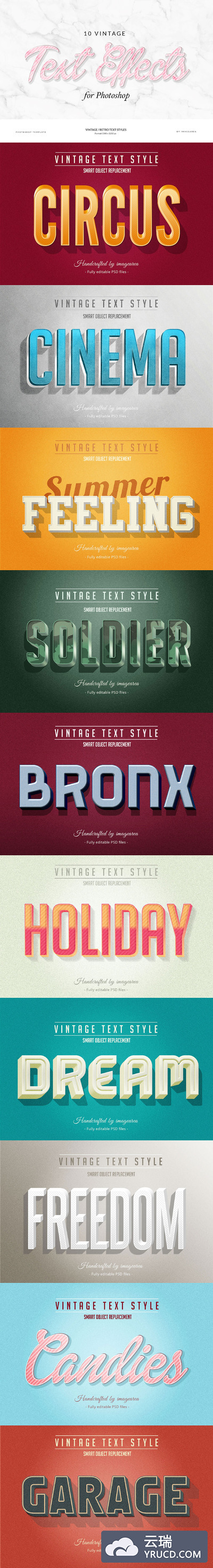 经典纯正的字体图层样式 Vintage / Retro Text Styles