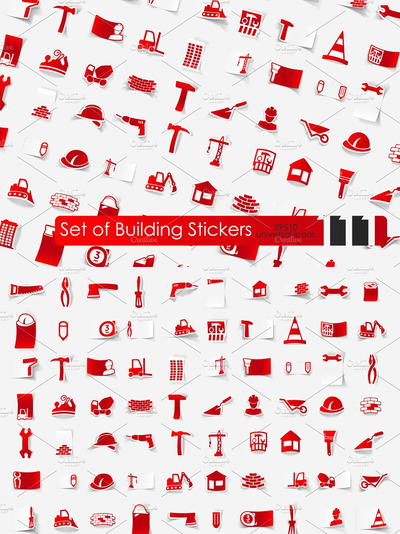 111个建筑图标贴纸 111 building stickers