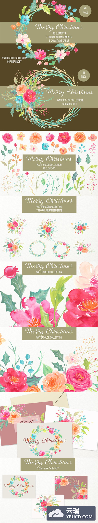圣诞节花环素材 Merry Christmas Clipart