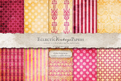 有趣的紫红色图形背景纹理素材 Printable Papers - Fun Fuchsia