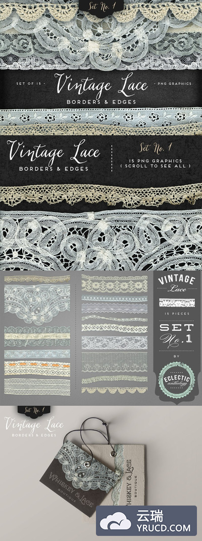 经典的蕾丝边框素材 Vintage Lace Borders & Edges 1