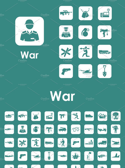 简单的战争主题图标 Set of war simple icons