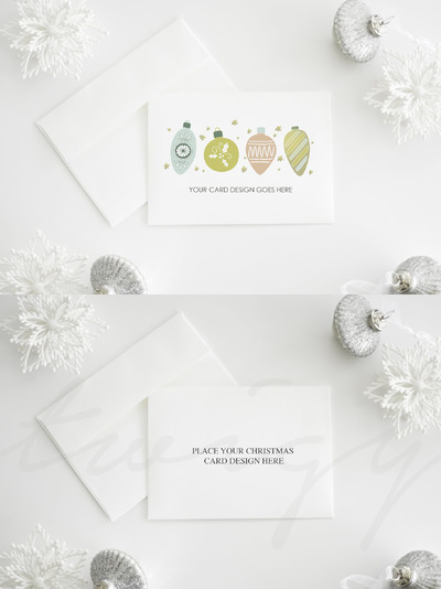 圣诞节节日卡片样机 Holiday Card Mockup | landscape