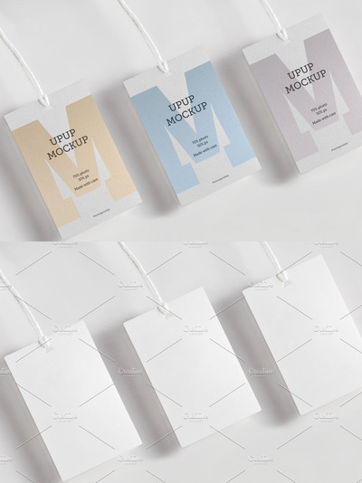 服装吊牌样机 Clothes label tag blank white mockup
