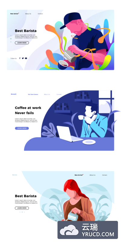 矢量 | 咖啡横幅着陆页元素文件