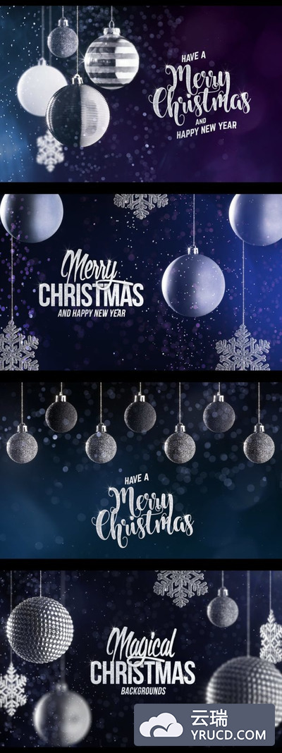 圣诞节 | 4个背景4K登录页面300分辨率雪花球