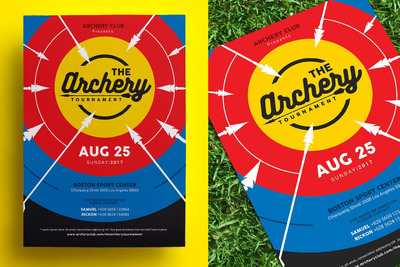 视觉冲击力非常强的弓箭射箭比赛活动运动宣传单DM海报设计模板