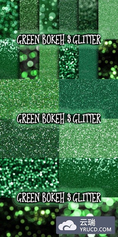 绿色闪光＆散景背景 Green Glitter & Bokeh Backgrounds