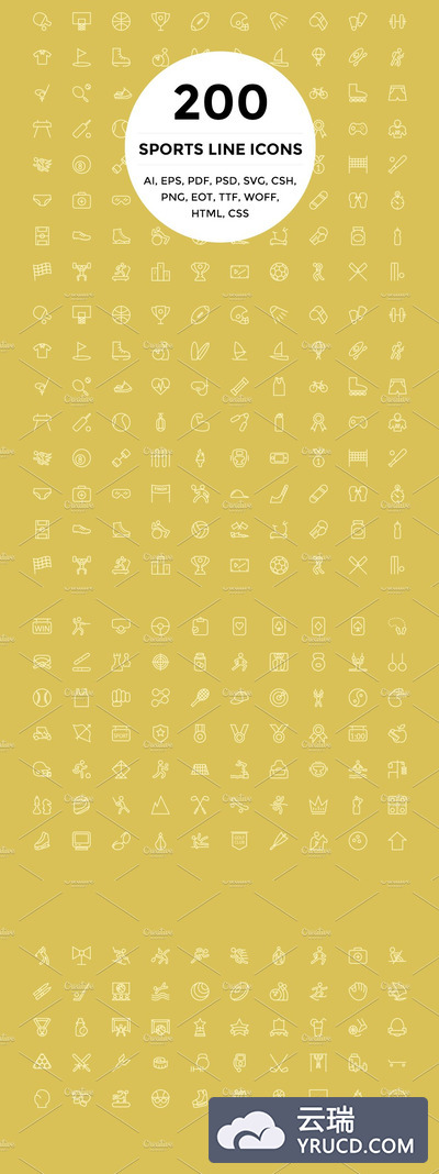 200+运动线型图标 200 Sports Line Icons