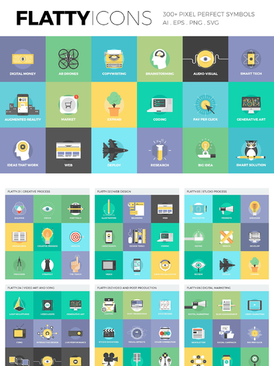 扁平化图标素材套装 Flatty Icons Collection