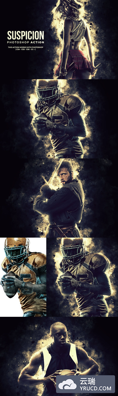 非常有视觉冲击力的震撼爆炸运动质感的photoshop动作