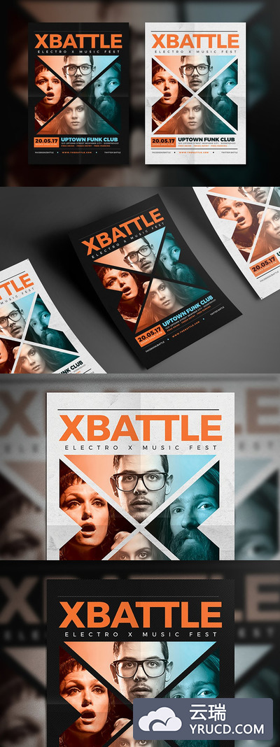 音乐对战类广告海报 X Battle Music Flyer