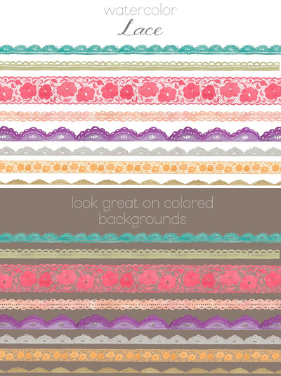 水彩花边素材 Watercolor Lace Clip Art