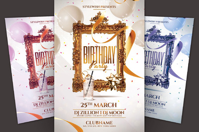 生日派对海报模版 Birthday Party Flyer Template