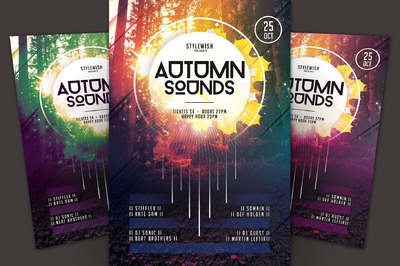 秋天的声音传单海报模板 Autumn Sounds Flyer Template