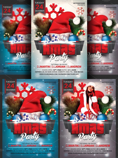 圣诞节晚会活动海报模版 Christmas Party Flyer Template