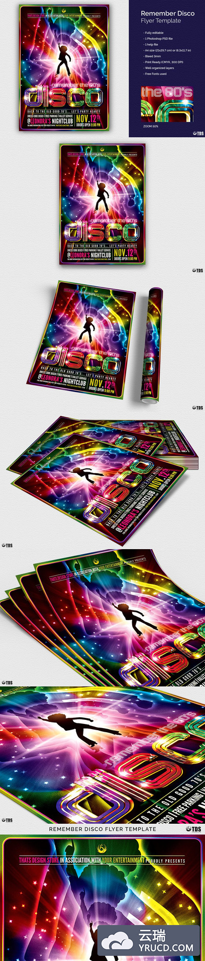 酷炫迪斯科海报模版 Remember Disco Flyer PSD