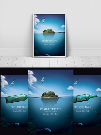 幻想海报模版 Message in a Bottle Poster Template