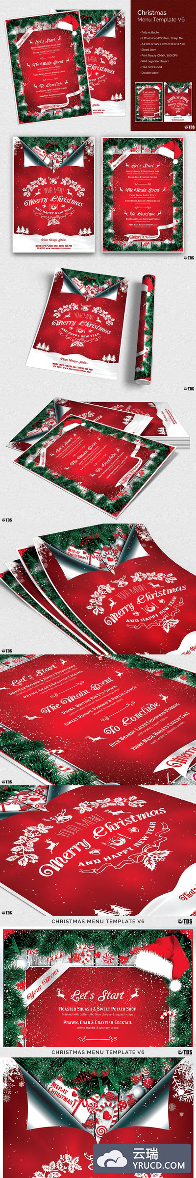 圣诞节菜单 Christmas Menu PSD V6