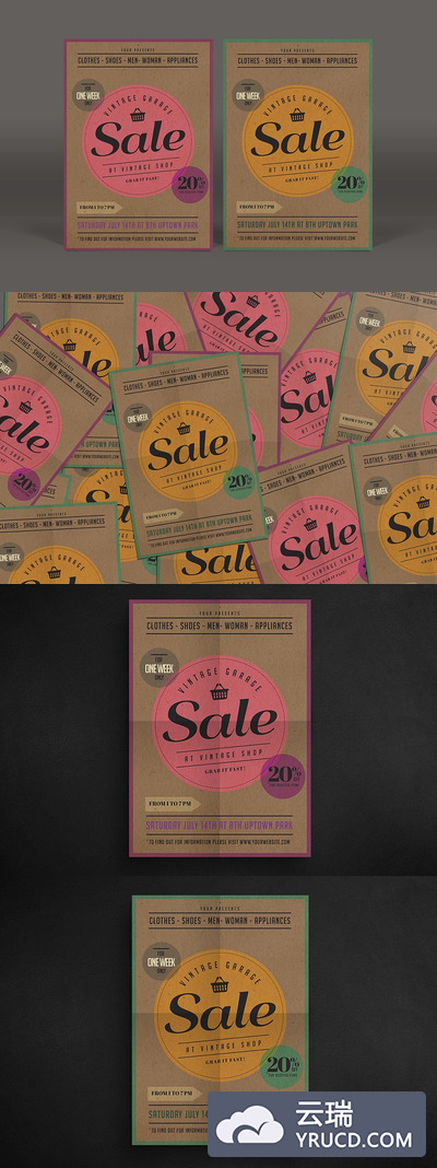 传统的促销海报模版 Vintage Sale Flyer