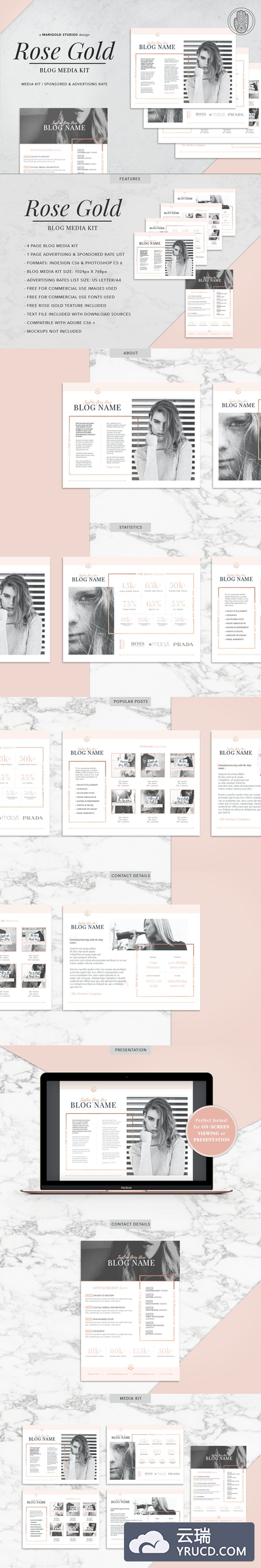 玫瑰金杂志媒体风格排版 ROSE GOLD | Blog Media Kit