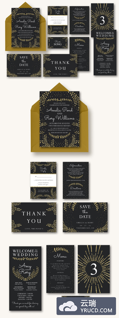 新年婚礼邀请函 New Years Wedding Invitation Suite